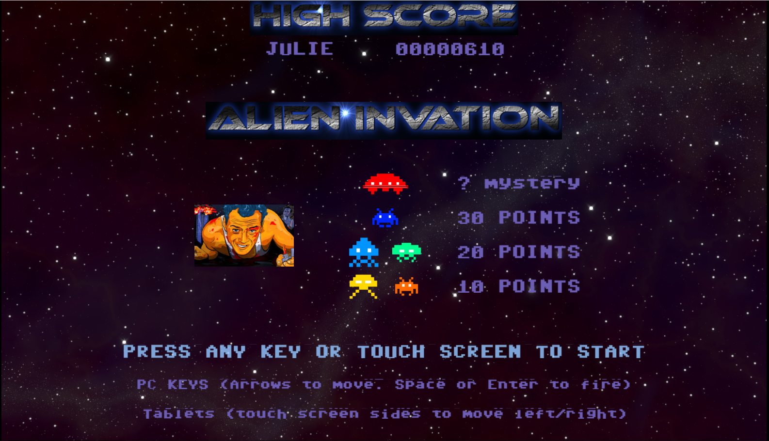 HTML - Alien Invasion - Start Screen